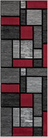 Black, Grey, and Multicolor 3D Carved Modern Area Rug