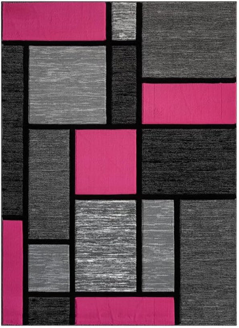 Black, Grey, and Multicolor 3D Carved Modern Area Rug