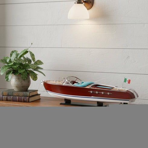 10" Unfinished Wood Hand Painted Model Boat