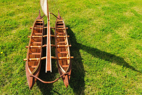 52" Unfinished Wood Hand Painted Model Boat