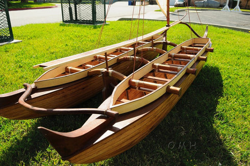 52" Unfinished Wood Hand Painted Model Boat