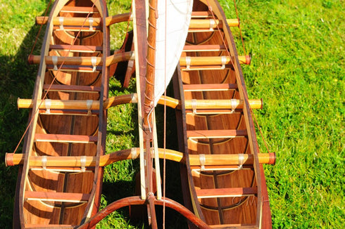 52" Unfinished Wood Hand Painted Model Boat