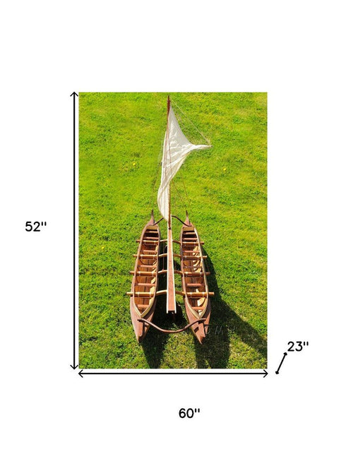 52" Unfinished Wood Hand Painted Model Boat