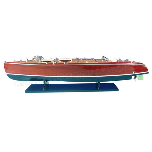 17" Unfinished Wood Hand Painted Model Boat