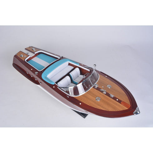 10" Unfinished Wood Hand Painted Model Boat