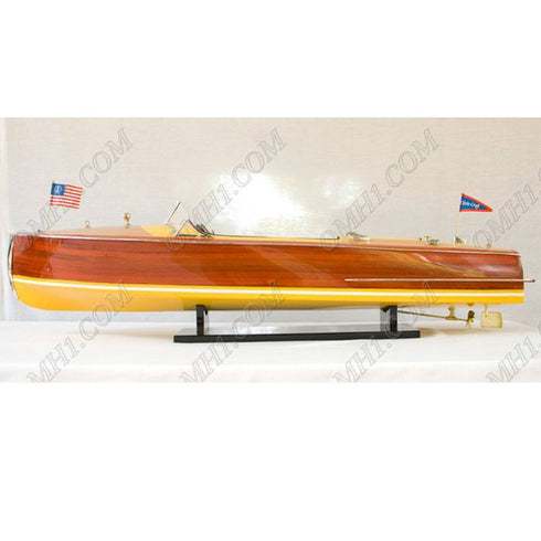 10" Unfinished Wood Hand Painted Model Boat