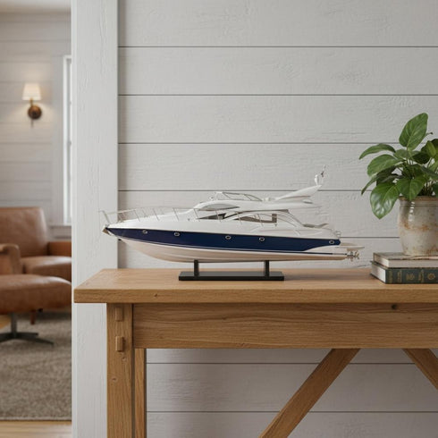 15" Unfinished Wood Hand Painted Model Boat