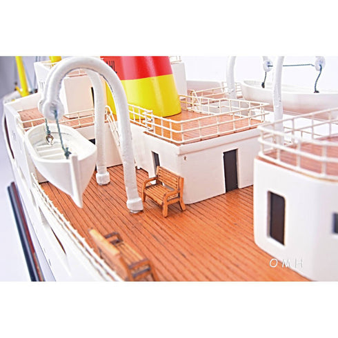 12" Unfinished Wood Hand Painted Model Boat