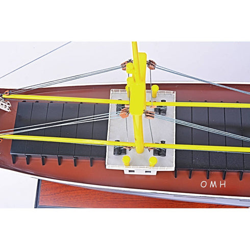 12" Unfinished Wood Hand Painted Model Boat