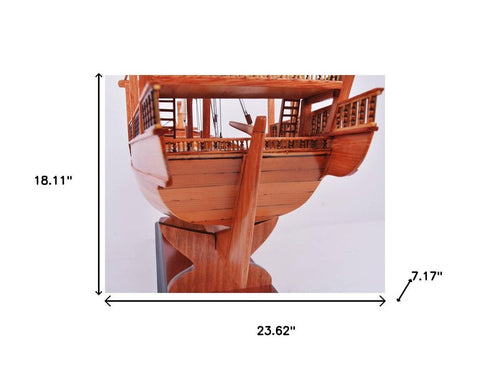 18" Unfinished Wood Hand Painted Model Boat