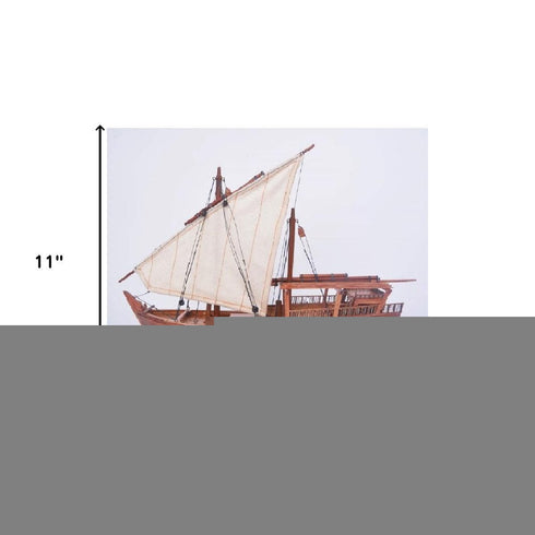 11" Unfinished Wood Hand Painted Model Boat