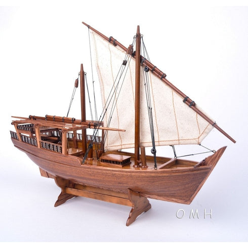 11" Unfinished Wood Hand Painted Model Boat