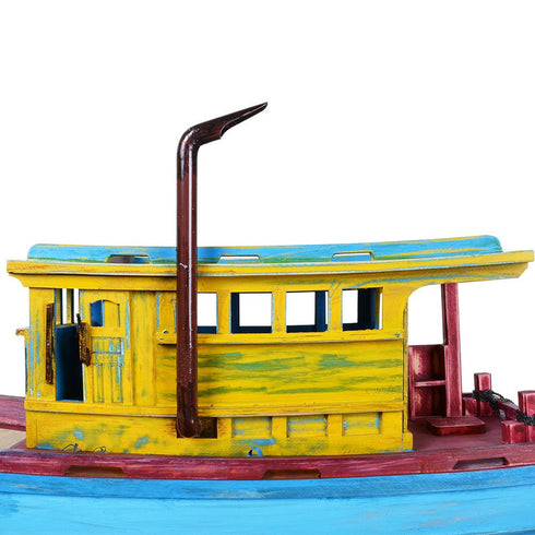 13" Unfinished Wood Hand Painted Model Boat