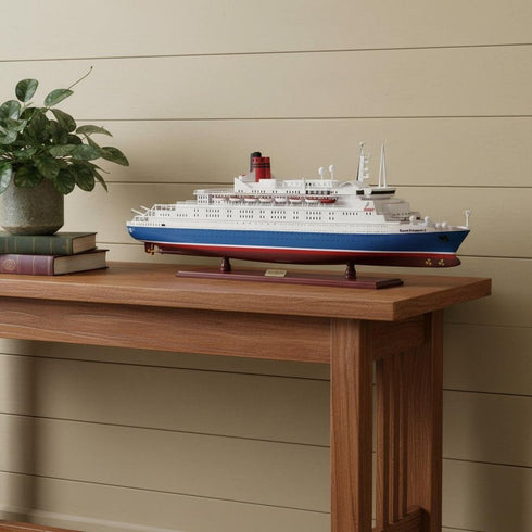 14" Unfinished Wood Hand Painted Model Boat