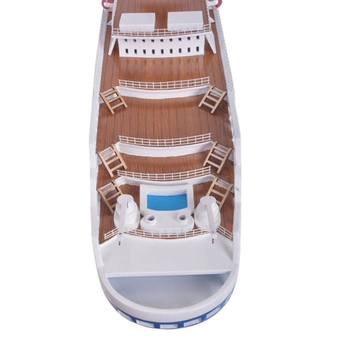 14" Unfinished Wood Hand Painted Model Boat