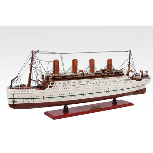 13" Unfinished Wood Hand Painted Model Boat