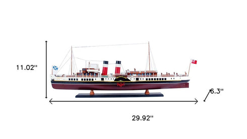 11" Unfinished Wood Hand Painted Model Boat