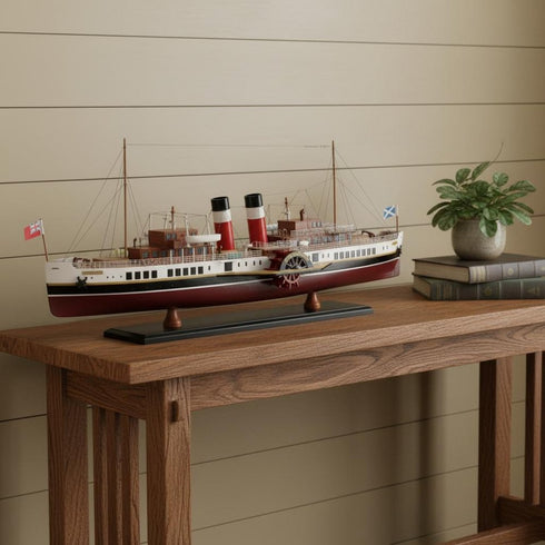 11" Unfinished Wood Hand Painted Model Boat