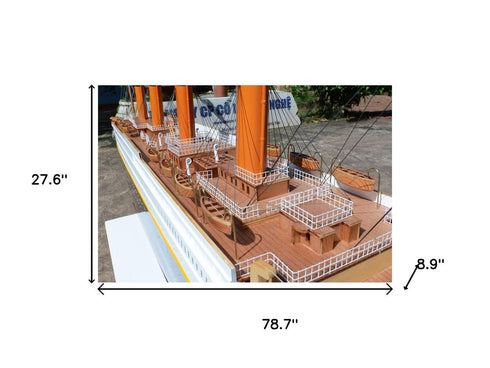 28" Unfinished Wood Hand Painted Model Boat