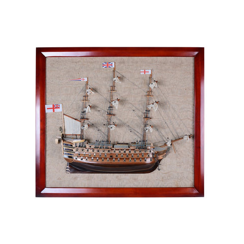 32" Unfinished Wood Hand Painted Model Boat