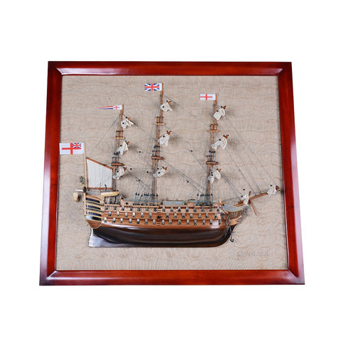 32" Unfinished Wood Hand Painted Model Boat