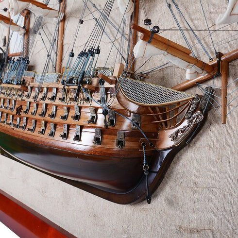 32" Unfinished Wood Hand Painted Model Boat