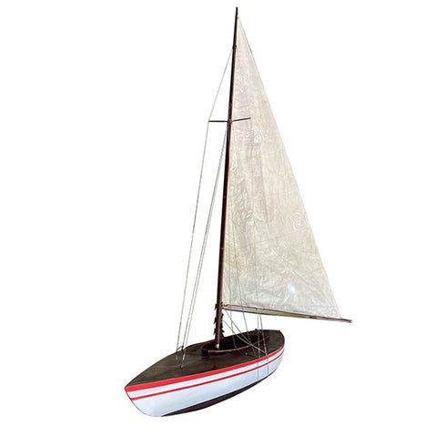 67" Unfinished Wood Hand Painted Model Boat