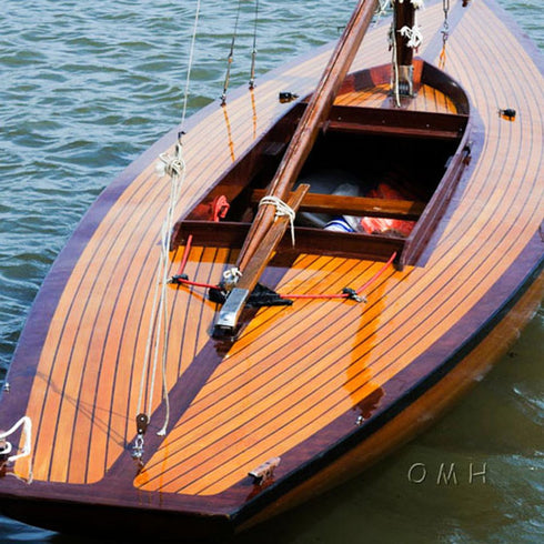 67" Unfinished Wood Hand Painted Model Boat