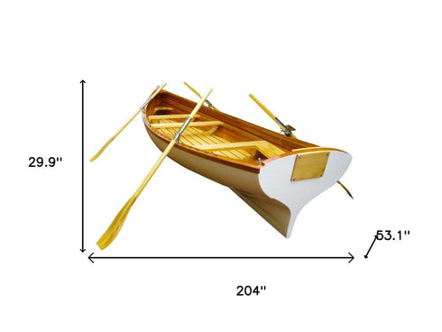 30" Unfinished Wood Hand Painted Model Boat