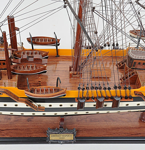 38" Unfinished Wood Hand Painted Boat Model Boat