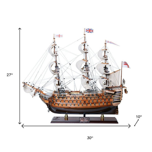 27" Unfinished Wood Hand Painted Model Boat