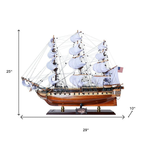 25" Unfinished Wood Hand Painted Model Boat