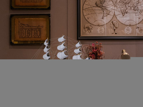 25" Unfinished Wood Hand Painted Model Boat