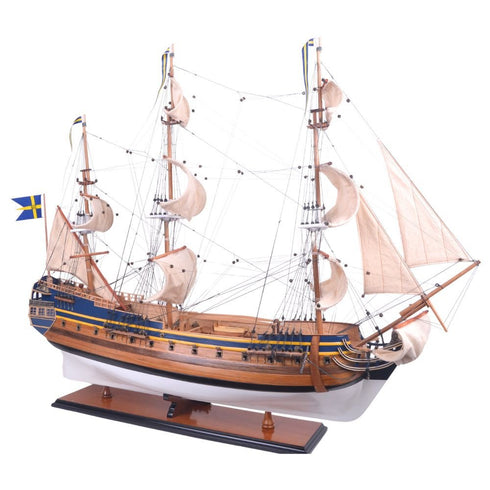 31" Unfinished Wood Hand Painted Model Boat