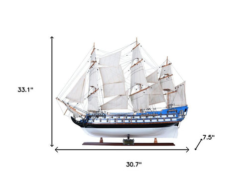 33" Unfinished Wood Hand Painted Model Boat