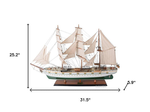 25" Unfinished Wood Hand Painted Model Boat