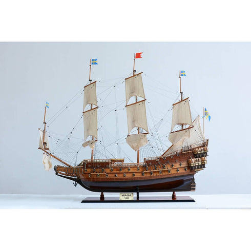 50" Unfinished Wood Hand Painted Model Boat