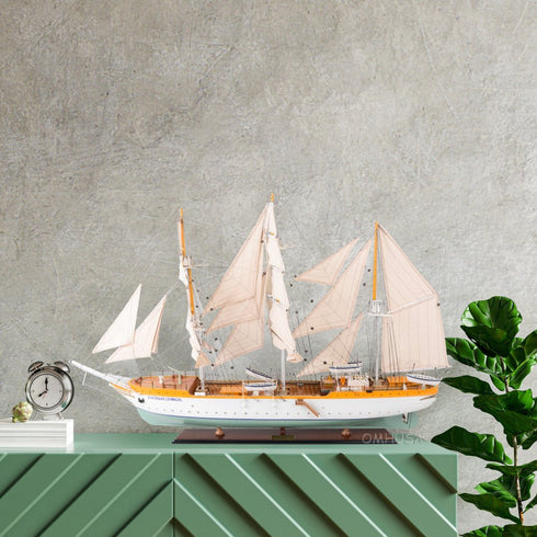 25" Unfinished Wood Hand Painted Model Boat