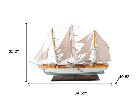 25" Unfinished Wood Hand Painted Model Boat