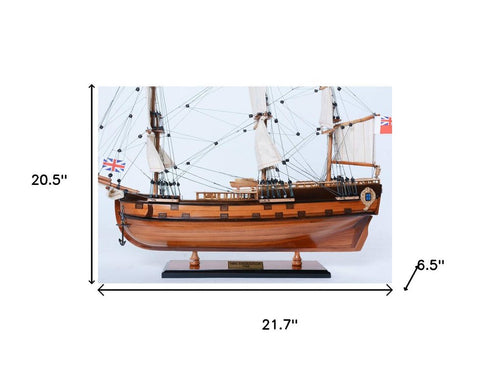 21" Unfinished Wood Hand Painted Model Boat