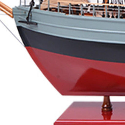 31" Unfinished Wood Hand Painted Model Boat
