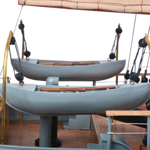 31" Unfinished Wood Hand Painted Model Boat