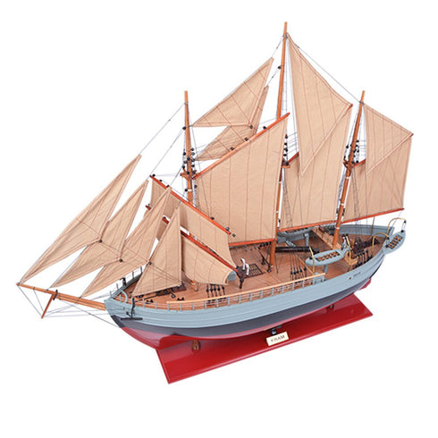 31" Unfinished Wood Hand Painted Model Boat
