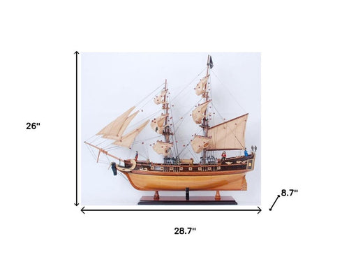 26" Unfinished Wood Hand Painted Model Boat