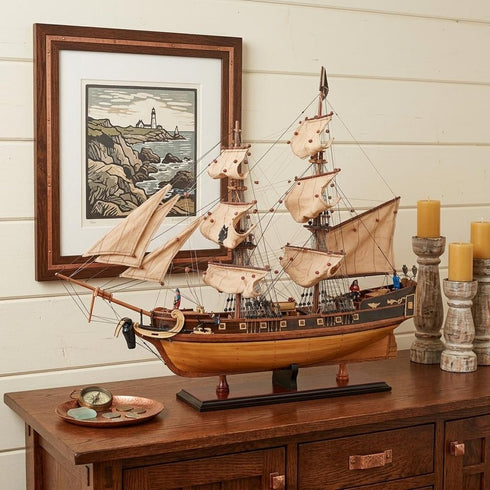 26" Unfinished Wood Hand Painted Model Boat