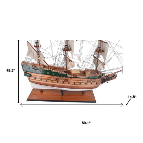 49" Unfinished Wood Hand Painted Model Boat