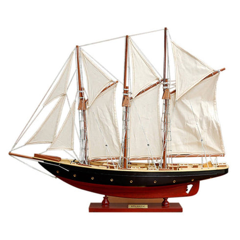 33" Unfinished Wood Hand Painted Model Boat