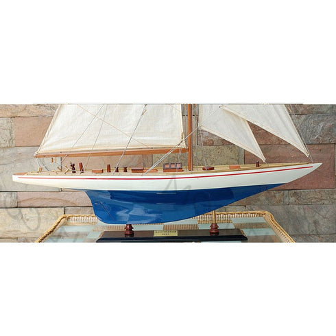 10" Unfinished Wood Hand Painted Model Boat