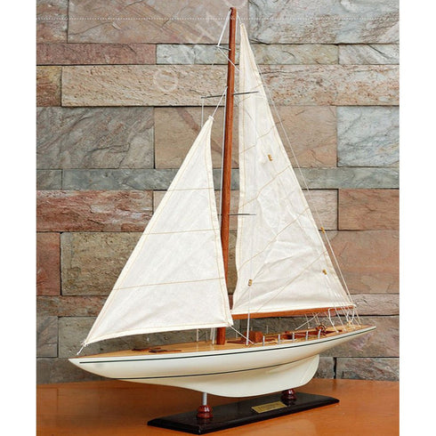 47" Unfinished Wood Hand Painted Model Boat