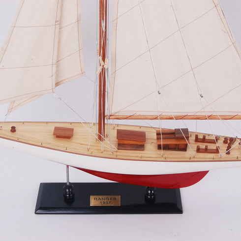 37" Unfinished Wood Hand Painted Model Boat